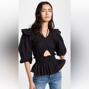 SEA NYC Paco Solid Puff Sleeve Top XL